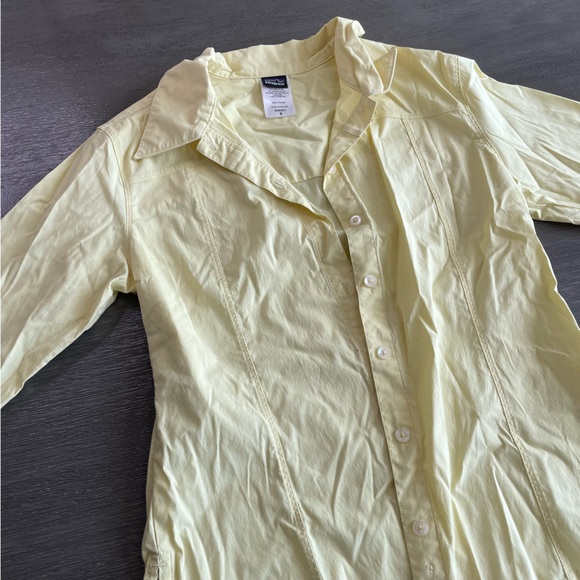 Patagonia Light Yellow Button Up Short Blouse 6 - Picture 4 of 13
